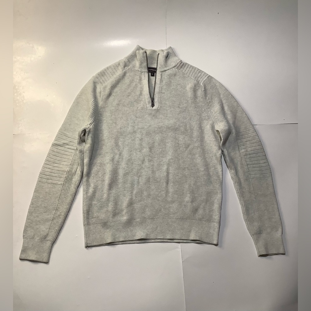 Express Men's Zip Up Cream Sweater